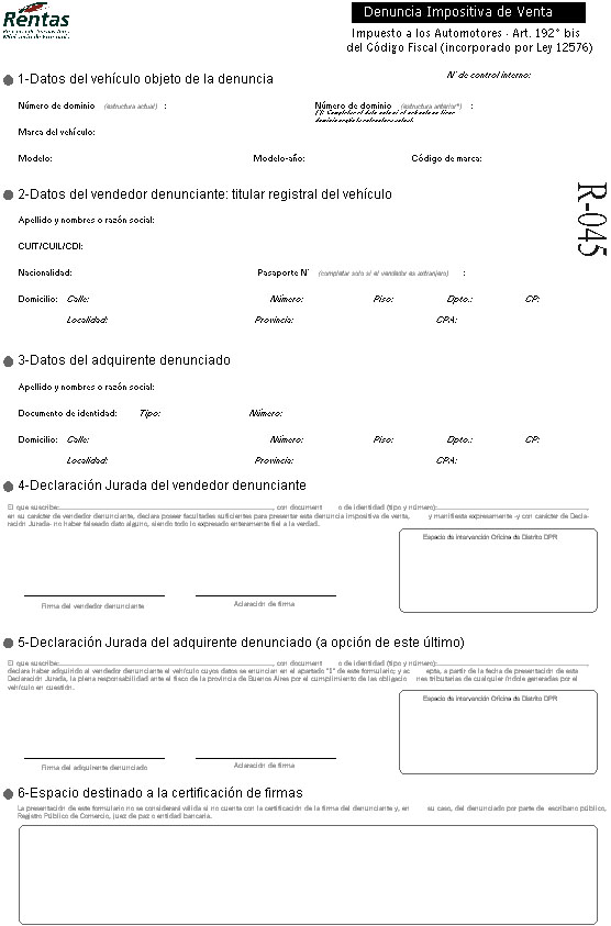 DENUNCIA DE VENTA AUTOMOTOR denuncia de venta automotor: